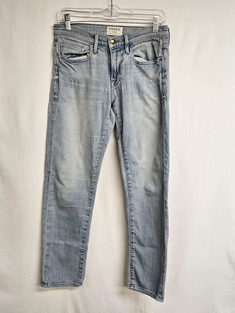 Frame Le Boy Jeans Women 27 Blue Distressed Medium Wash